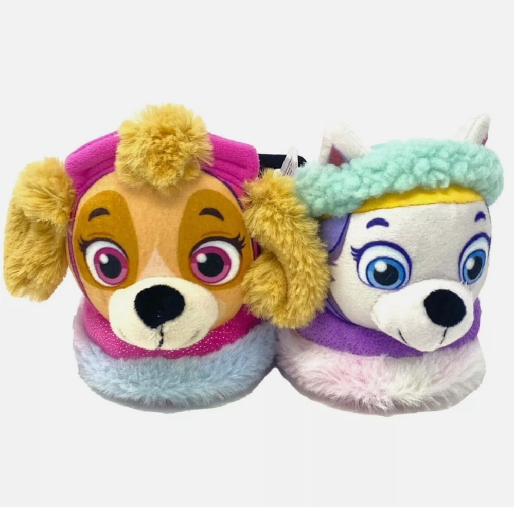 Paw Patrol 9/10 little girls Slippers Skye Everest Plush Nickelodeon Pink Purple